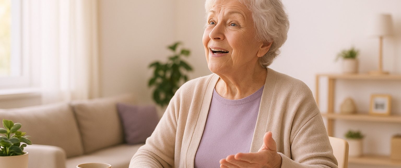 A resident speaking to their living space, the technology out of sight